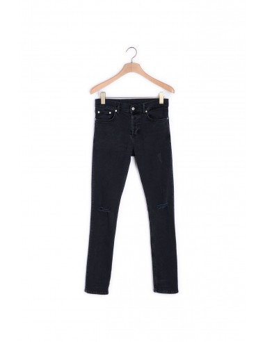 Jean noir destroy - Coupe skinny de pas cher