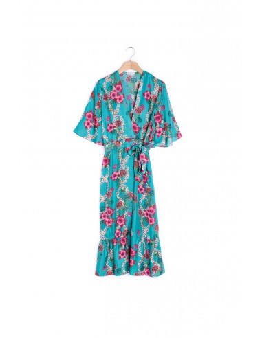 Robe Kimono imprimé fleuri en soie Les magasins à Paris et en Île-de-France